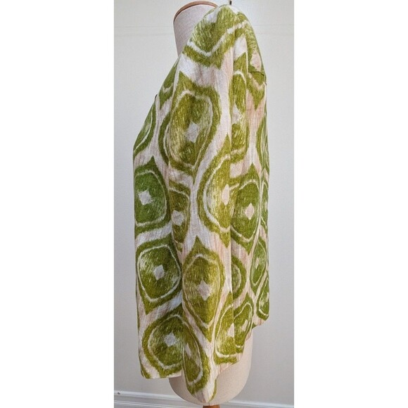 Chico’s 100% Linen Jacket Ikat Print 3/4 Sleeve Single Button Size 1 M / 8-10 - Picture 4 of 7
